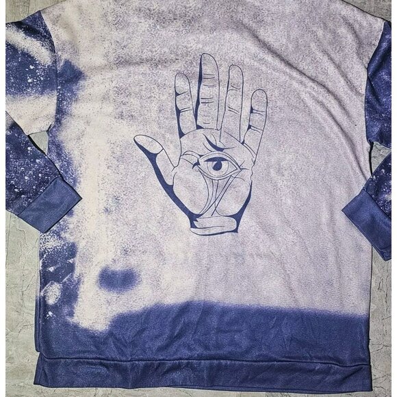 MissLook Mens Pullover Hoodie MEDIUM 3rd Eye Awaken All Over Print Space PURPLE - Picture 8 of 9